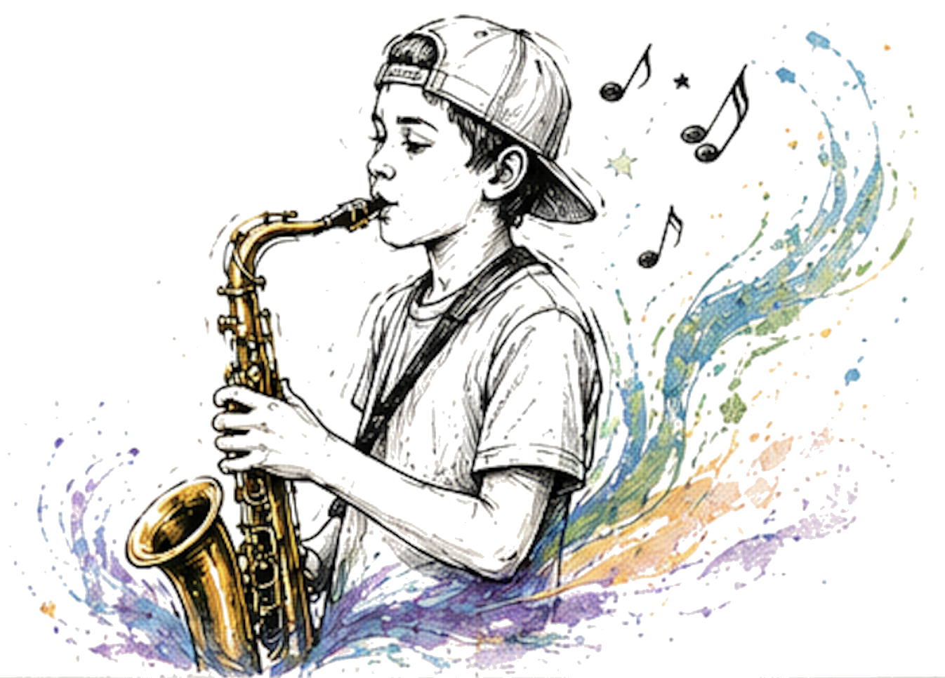Žák ZUŠ Štětí hrající na saxofon